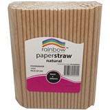 RAINBOW PAPER STRAWS 200 X 6MM NATURAL PACK 250