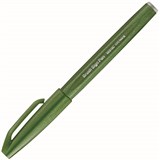 PENTEL SES15C BRUSH SIGN PEN MARKER OLIVE GREEN BOX 10