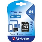 VERBATIM MICROSD CARD WITH ADAPTER 64GB BLACK