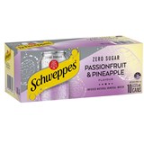 SCHWEPPES INFUSED NATURAL MINERAL WATER CAN 375ML PASSION FRUIT AND PINEAPPLE PACK 10