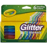 CRAYOLA GLITTER MARKERS ASSORTED PACK 6