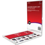 DEFLECTO COUNTER STAND WITH SIGN HOLDER PORTRAIT A4 CLEAR