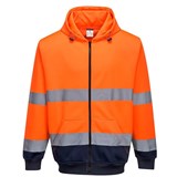PORTWEST HIGH VISIBILITY ZIPPED HOODY TWOTONE SMALL ORANGE NAVY