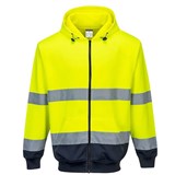 PORTWEST HIGH VISIBILITY ZIPPED HOODY TWOTONE LARGE YELLOW NAVY