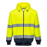 PORTWEST HIGH VISIBILITY ZIPPED HOODY TWOTONE MEDIUM YELLOW NAVY