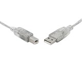 8WARE USB 20 PRINTER CABLE TYPE A TO B MALE TO MALE 2M CLEAR