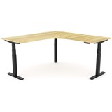 OLG AGILE ELECTRIC TRIPLE 3 COLUMN WORKSTATION LH 1800 X 1800 X 750MM BLACK FRAME NEW OAK TOP