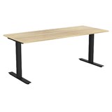 OLG AGILE FIXED HEIGHT INDIVIDUAL DESK WORKSTATION BLACK FRAME 1800MM X 750MM NEW OAK RAVINE TOP