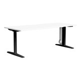 BURO SYNTRA HEIGHT ADJUSTABLE WHITE DESK 1800 X 750MM BLACK FRAME